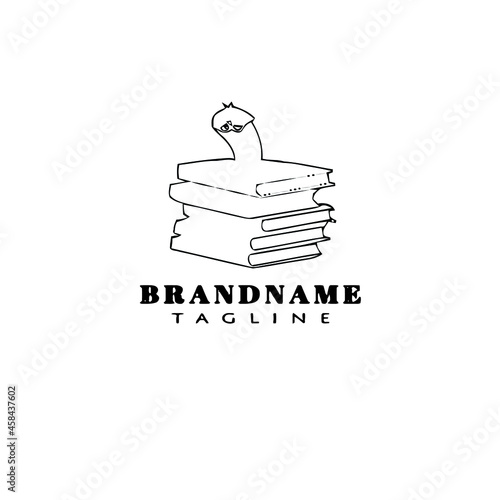 unique bookworm logo cartoon icon design template isolated vector illustration