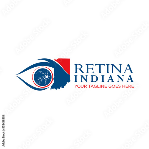 Simple and unique retina eye and Indian region maps image graphic icon logo design abstract concept vector stock. Can be used as a symbol related to health or eye disease