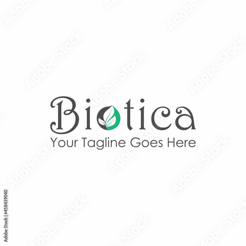 Simple Letter or writing BIOTICA script font with leaves image graphic icon logo design abstract concept vector stock. Can be used related to nature or herb