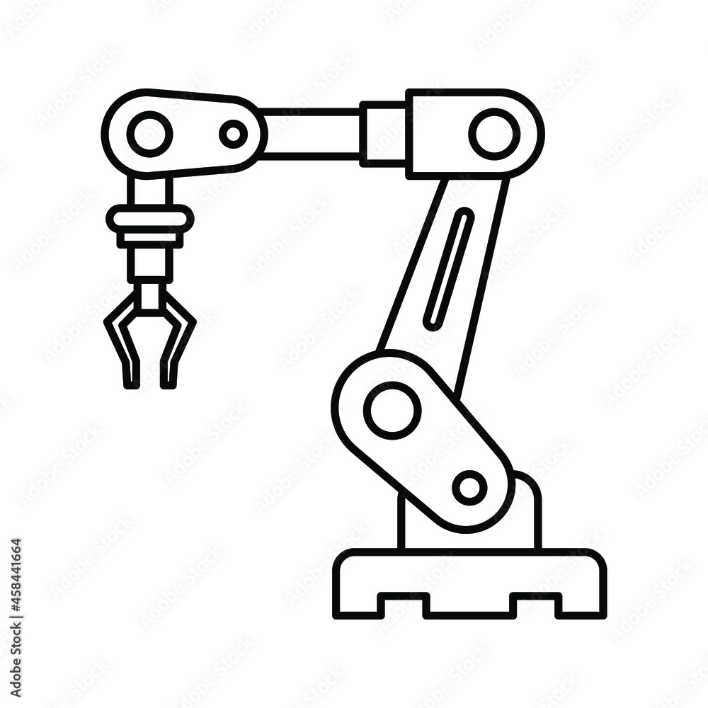 Industrial robot icon. Industrial mechanical robot arm symbol. robotic arm sign. Vector illustration Industrial robot icon. Industrial mechanical robot arm symbol. robotic arm sign. Vector illustration
