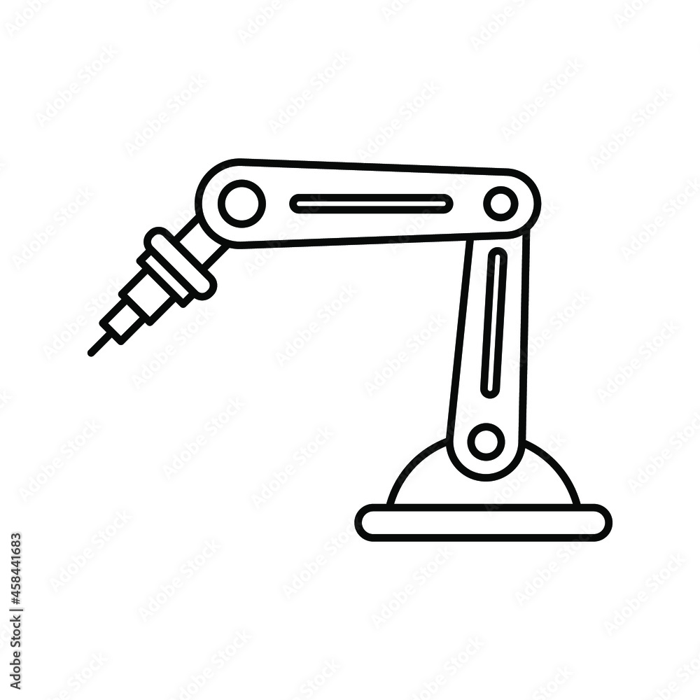 Industrial robot icon. Industrial mechanical robot arm symbol. robotic arm sign. Vector illustration Industrial robot icon. Industrial mechanical robot arm symbol. robotic arm sign. Vector illustration