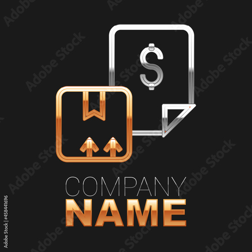 Line Waybill icon isolated on black background. Colorful outline concept. Vector