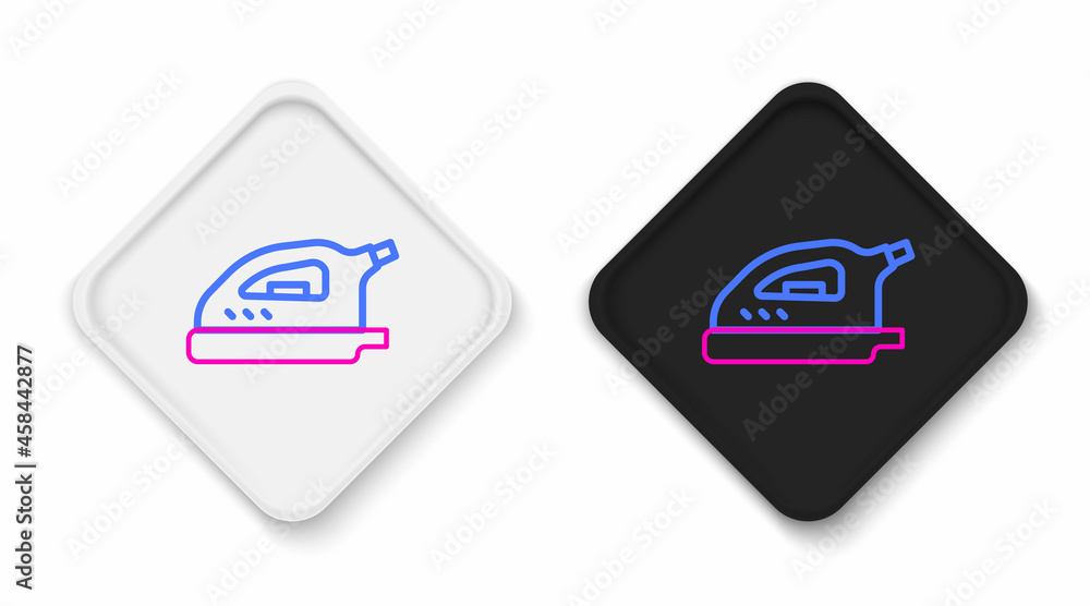 Line Electric iron icon isolated on white background. Steam iron. Colorful outline concept. Vector Line Electric iron icon isolated on white background. Steam iron. Colorful outline concept. Vector