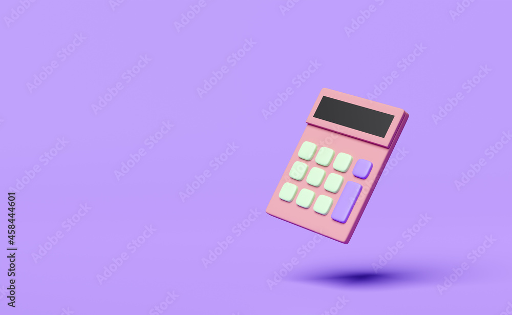 Calculator icon isolated on purple background.concept 3d illustration or 3d  render ilustración de Stock | Adobe Stock