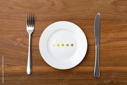Restaurant food and service rating and review concept
