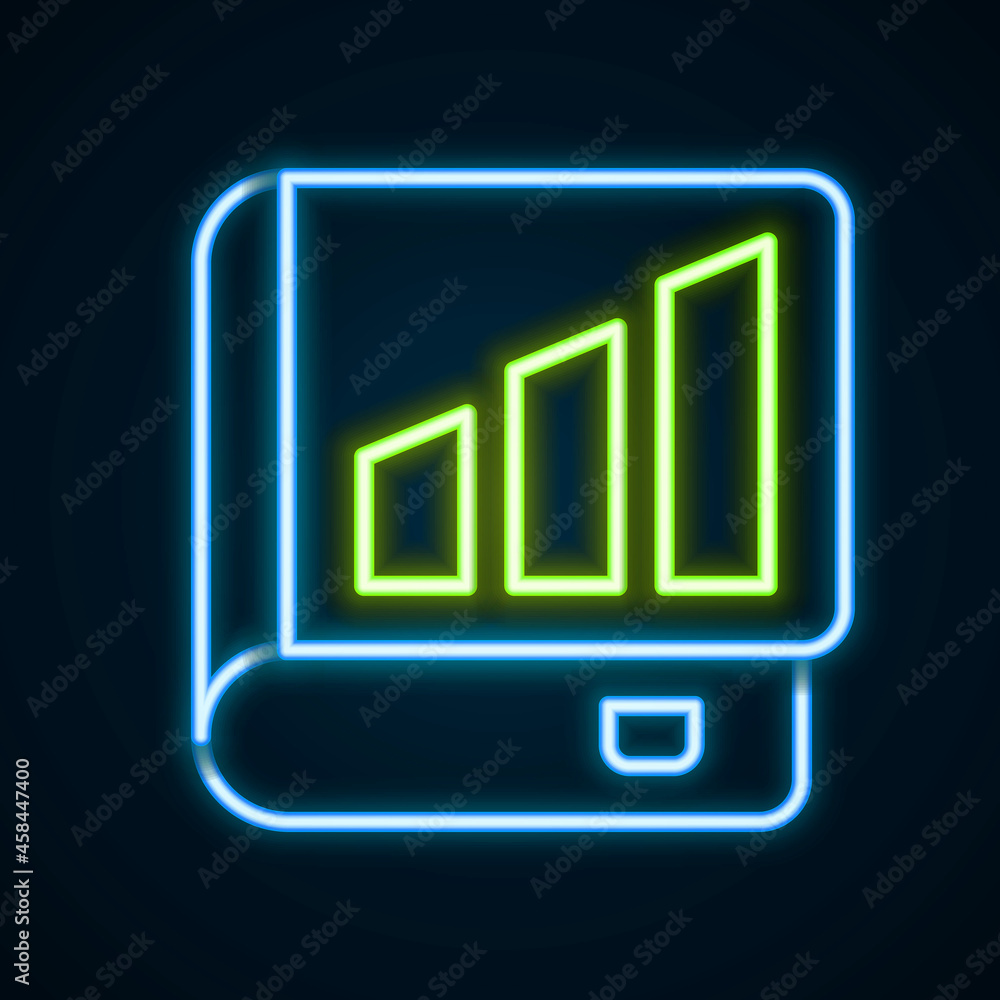 Glowing neon line Financial book icon isolated on black background. Colorful outline concept. Vector Glowing neon line Financial book icon isolated on black background. Colorful outline concept. Vector