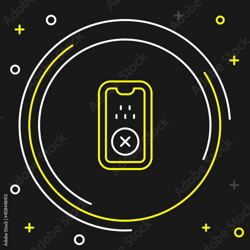 Line Taxi mobile app icon isolated on black background. Mobile application taxi. Colorful outline concept. Vector