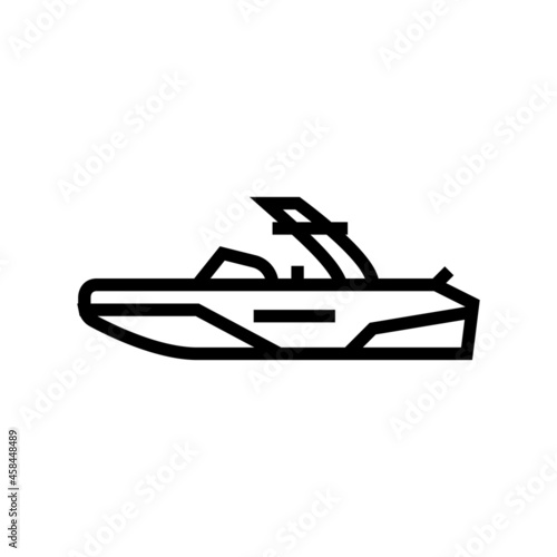 wakeboard ski boat line icon vector. wakeboard ski boat sign. isolated contour symbol black illustration