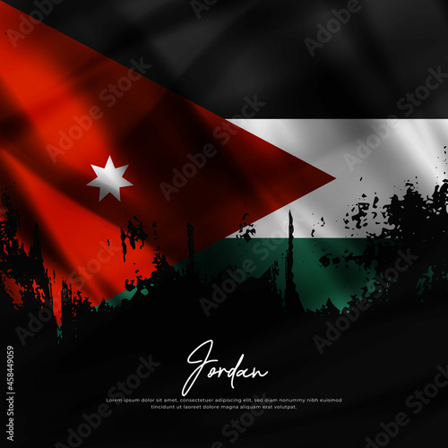 illustration of waving Jordan flag silk grunge background