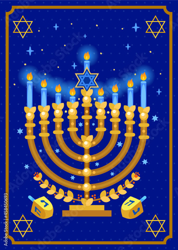 Happy Hanukkah Menorah Card Design