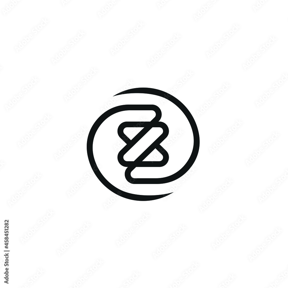 Initial Letters ZZ Z with Circular Thin Line Style, Simple Logo Design Initial Letters ZZ Z with Circular Thin Line Style, Simple Logo Design