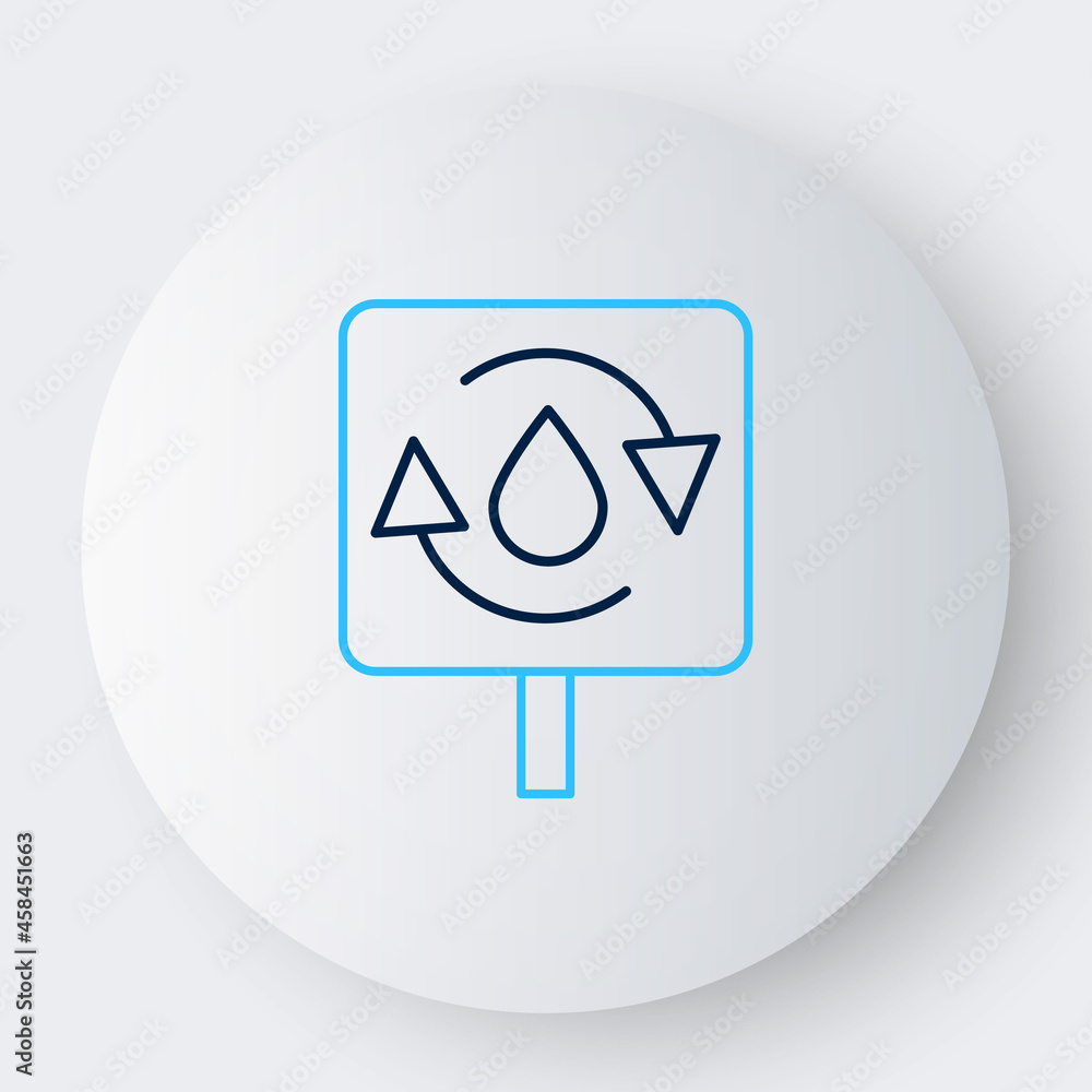 Line Recycle clean aqua icon isolated on white background. Drop of water with sign recycling. Colorful outline concept. Vector Line Recycle clean aqua icon isolated on white background. Drop of water with sign recycling. Colorful outline concept. Vector