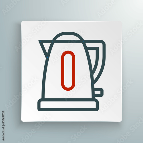 Line Electric kettle icon isolated on white background. Teapot icon. Colorful outline concept. Vector
