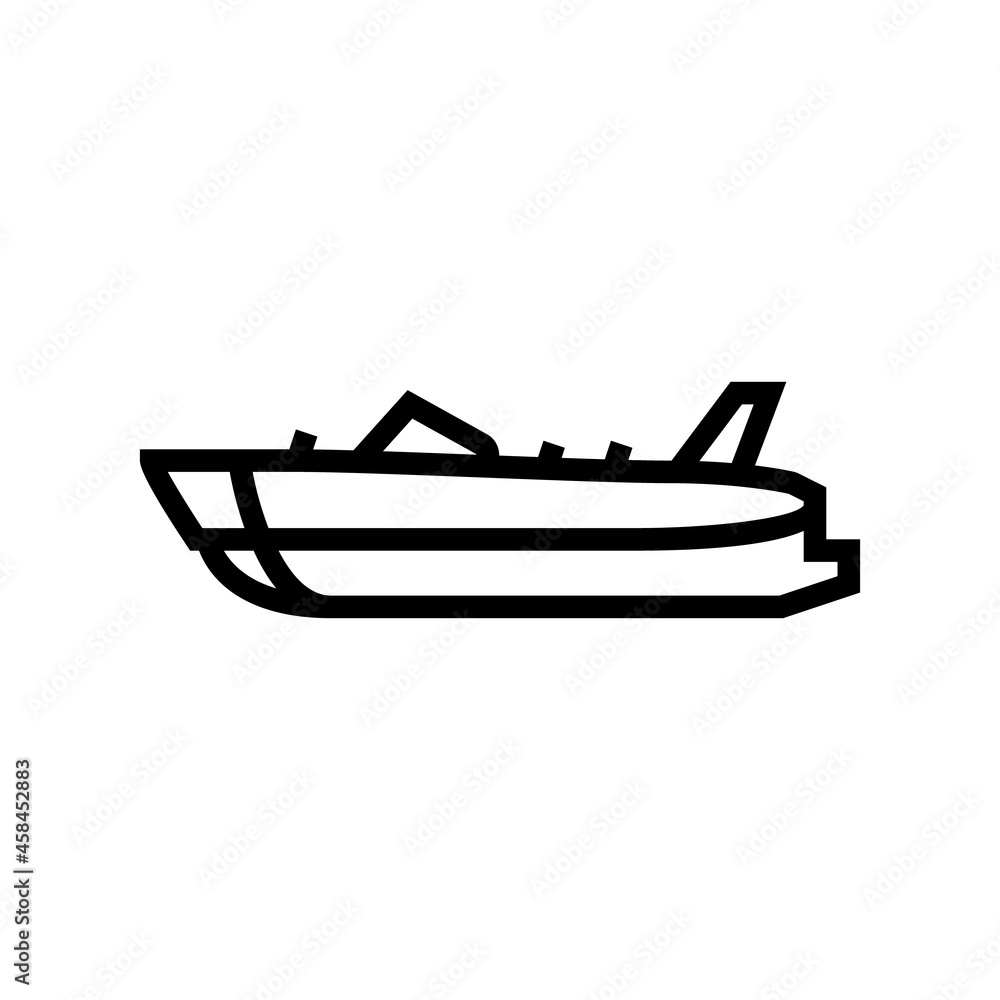 deck boat line icon vector. deck boat sign. isolated contour symbol black illustration deck boat line icon vector. deck boat sign. isolated contour symbol black illustration