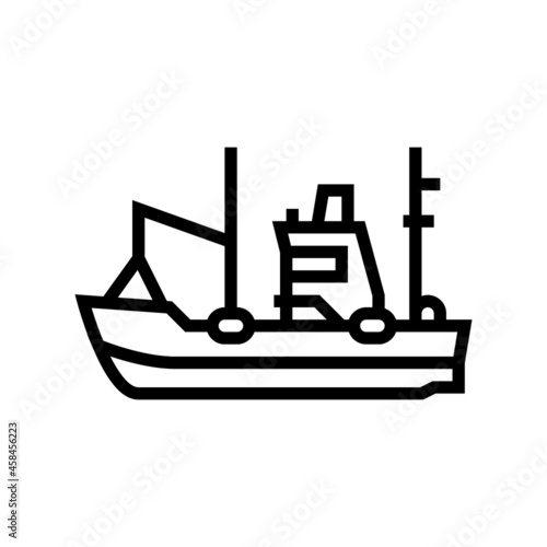 fishing boat line icon vector. fishing boat sign. isolated contour symbol black illustration