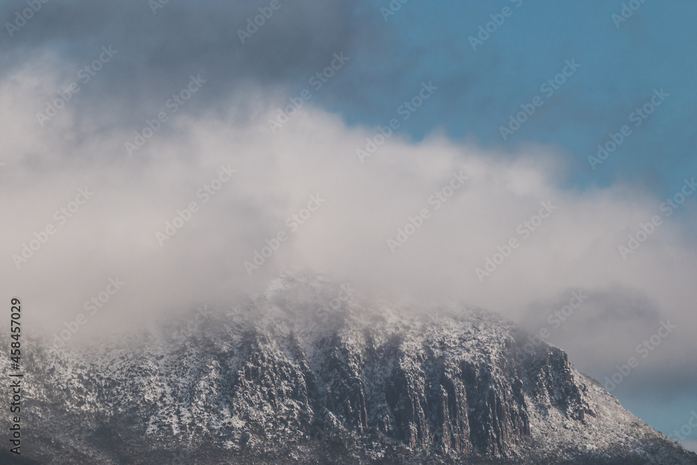 snow on mountain tops in Tasmania, Australia
