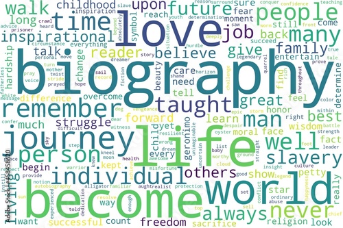 Photos Word cloud of biography concept on white background