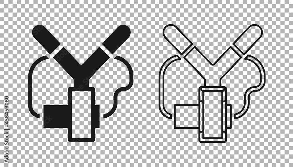 Obraz premium Black Slingshot icon isolated on transparent background. Vector