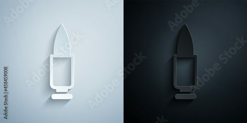 Paper cut Bullet icon isolated on grey and black background. Paper art style. Vector
