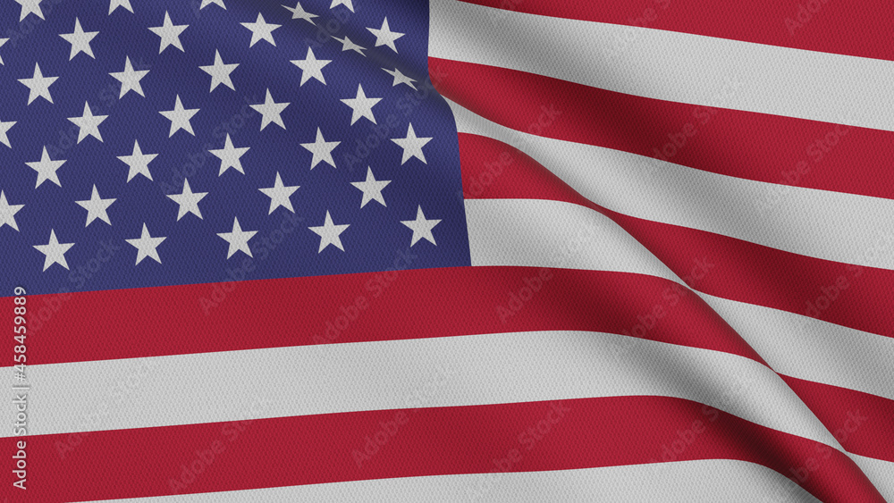 Flag of United States of America. Close-up of a flying flag moved by the wind. Flag of United States of America. Close-up of a flying flag moved by the wind.