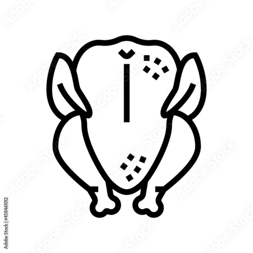 whole broiler chicken line icon vector. whole broiler chicken sign. isolated contour symbol black illustration
