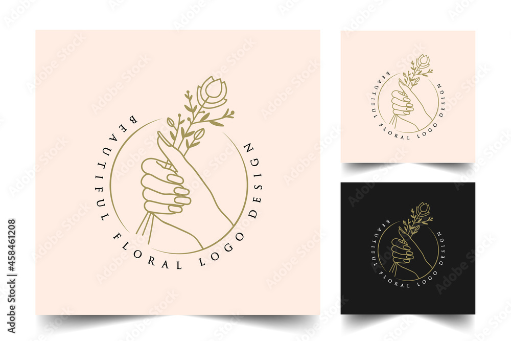 Botanical Hand Drawn collection Logo with Wild Flower and Leaves. Logo for spa and beauty salon, boutique, organic shop, wedding, floral designer, interior, photography, cosmetic. vector illustration Botanical Hand Drawn collection Logo with Wild Flower and Leaves. Logo for spa and beauty salon, boutique, organic shop, wedding, floral designer, interior, photography, cosmetic. vector illustration