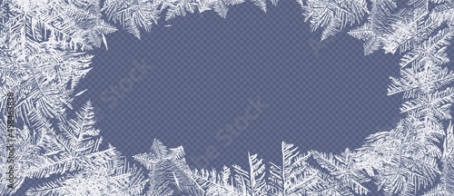 Frosty background. Hand drawn vector illustration of intricate frost pattern. vector frost patterns on the glass. winter, christmas background for postcards and banners