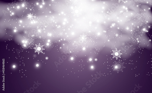 Snowfall. A lot of snow on a transparent background. Christmas winter background. Snowflakes falling from the sky. 