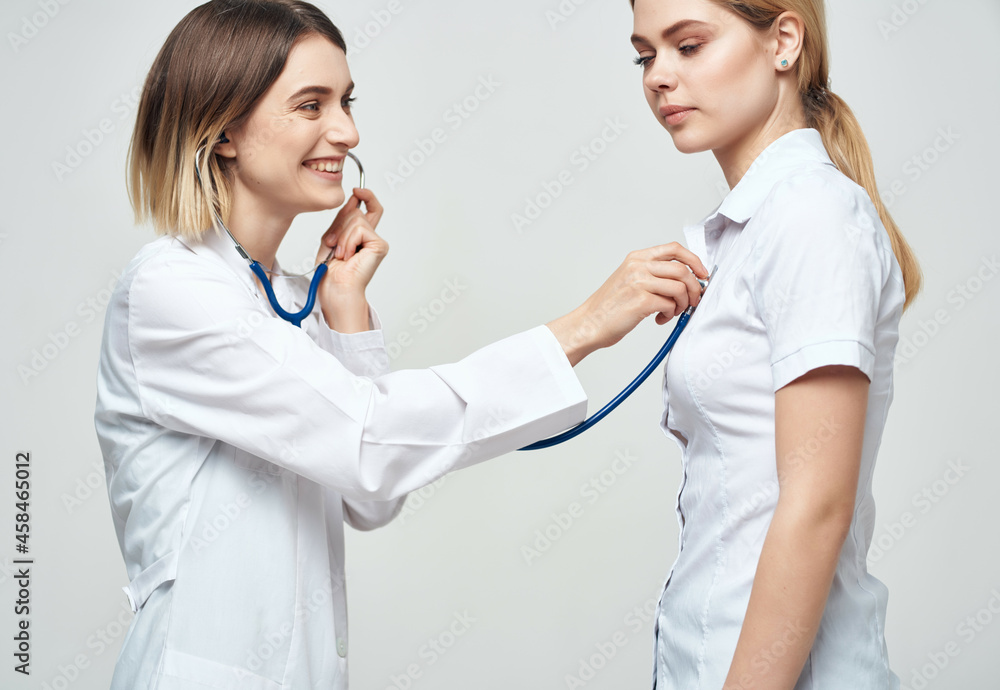 doctor patient examination health care light background doctor patient examination health care light background