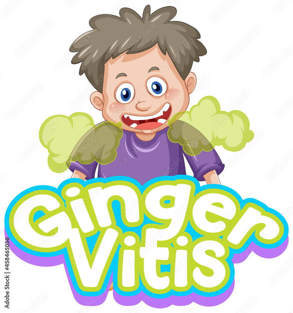 Ginger Vitis logo text design with a boy cartoon character Ginger Vitis logo text design with a boy cartoon character