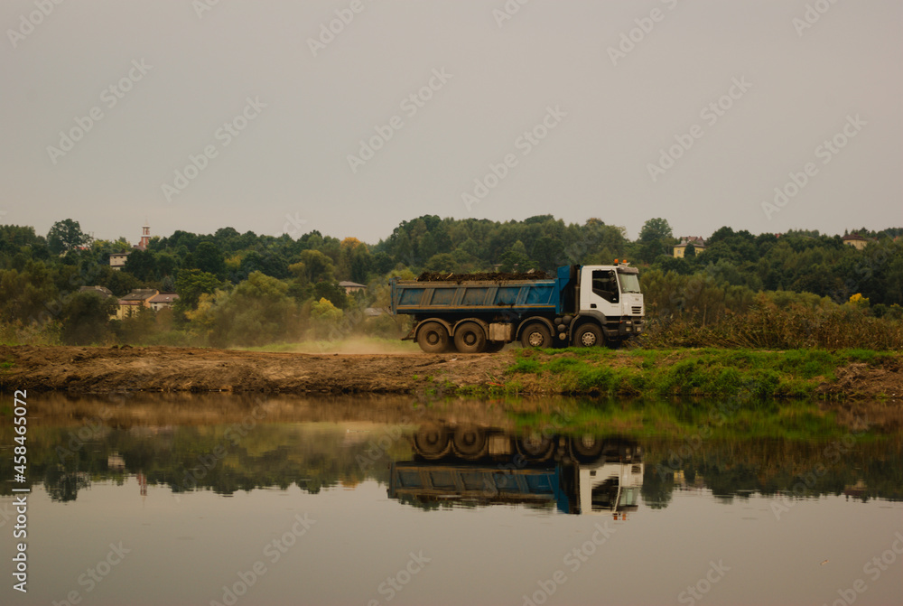 truck on the river