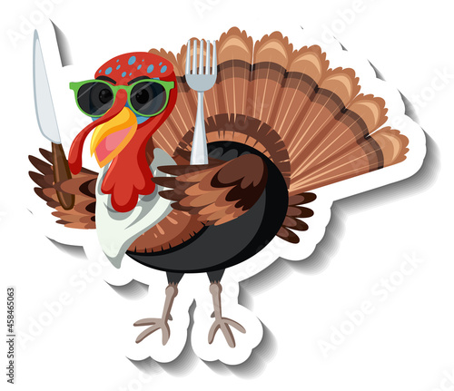 Isolated turkey sticker on white background