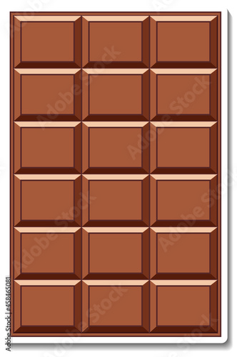 Chocolate bar sticker isolated on white background