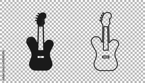 Black Electric bass guitar icon isolated on transparent background. Vector