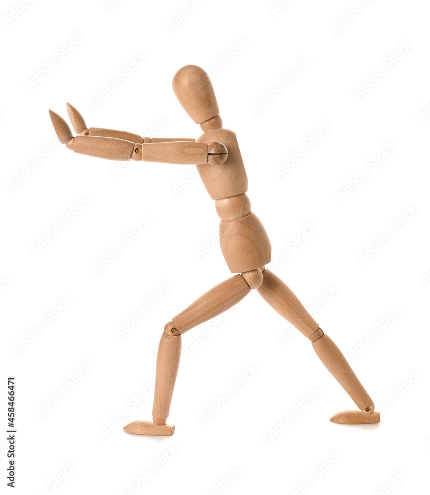Wooden mannequin isolated on white background Wooden mannequin isolated on white background