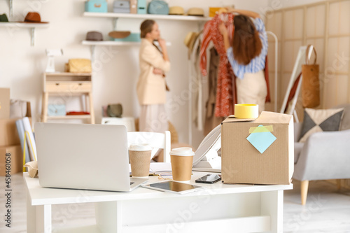 Workplace of business owner  in warehouse store