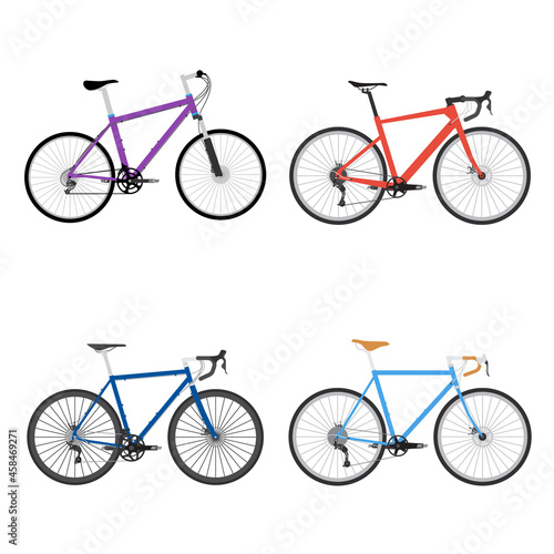 Bicycle pack, bundle of 4 road bike vector isolated on white background