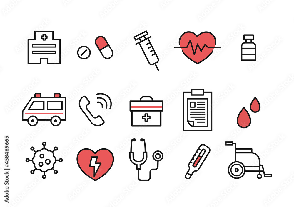 医療系のアイコン用イラスト素材 セット Stock Vector Adobe Stock