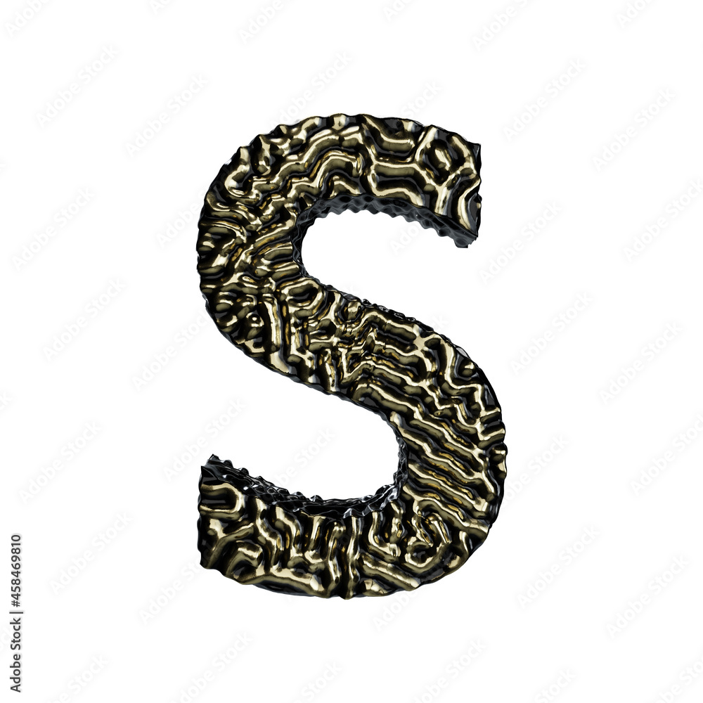 Naklejka premium Organic Reaction Diffusion pattern golden font letter S