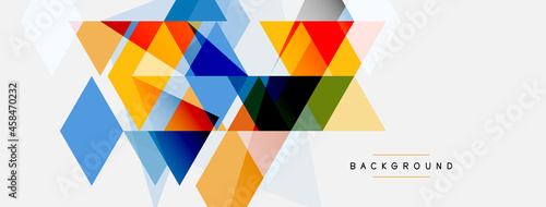Color triangles composition, geometric abstract background. Techno or business concept, pattern for wallpaper, banner, background, landing page