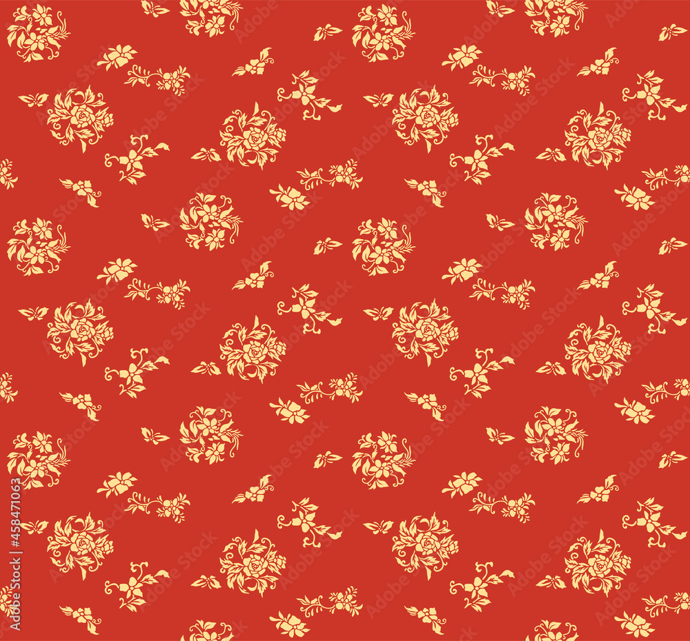 Japanese Luxury Flower Motif Curl Vector Seamless Pattern Japanese Luxury Flower Motif Curl Vector Seamless Pattern