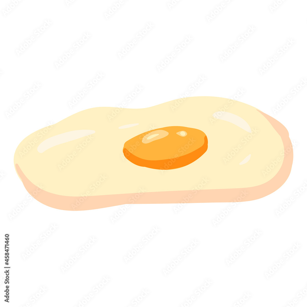 Fried egg, natural healthy organic nutrition product, scrambled. Vector doodle cartoon flat trendy illustration hand drawn isolated Fried egg, natural healthy organic nutrition product, scrambled. Vector doodle cartoon flat trendy illustration hand drawn isolated
