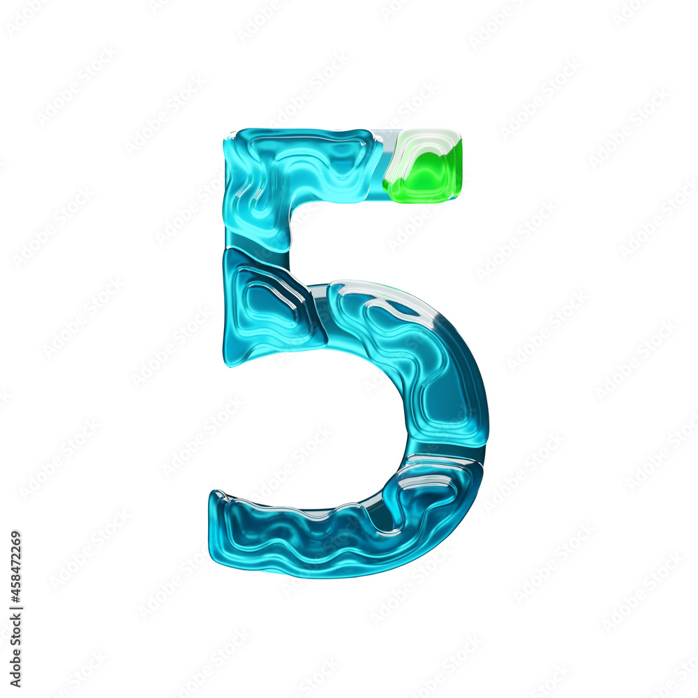 Layered jelly-like glass colored font number 5 Layered jelly-like glass colored font number 5