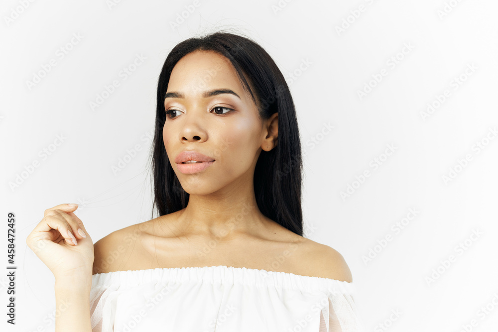 pretty woman african appearance face closeup cosmetics fashion pretty woman african appearance face closeup cosmetics fashion