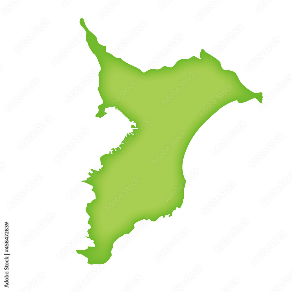 千葉県の地図 緑色の県庁所在地マーク 都道府県単位の地図のイラスト 地図シルエット Stock Vector Adobe Stock