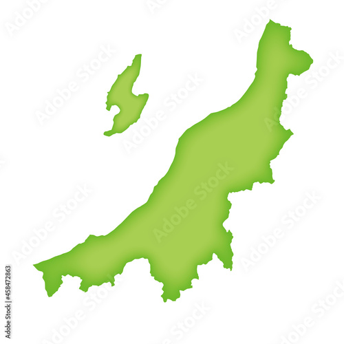 新潟県の地図 緑色の県庁所在地マーク 都道府県単位の地図のイラスト 地図シルエット