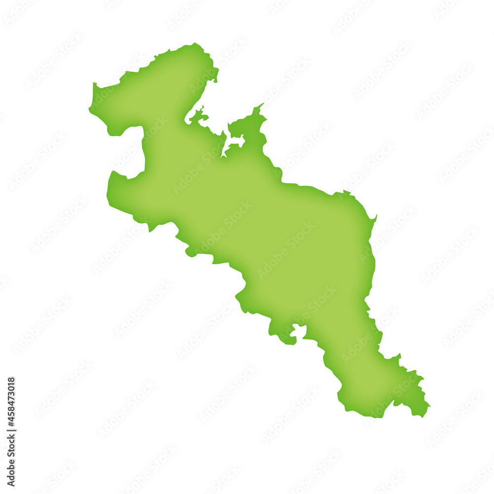 京都府の地図　緑色の県庁所在地マーク　都道府県単位の地図のイラスト　地図シルエット