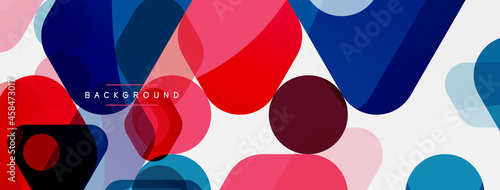 Color bubbles and rounded geometric shapes on white. Vector geometric minimal abstract background for wallpaper, banner, background, landing page