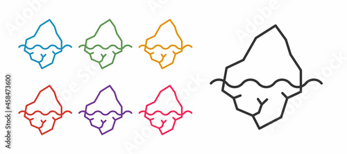 Set line Iceberg icon isolated on white background. Set icons colorful. Vector