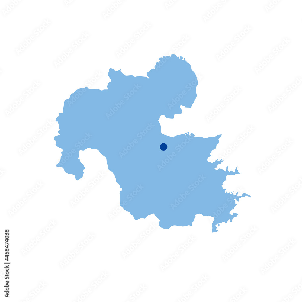 大分県の地図　県庁所在地マーク　都道府県単位の地図のイラスト　地図シルエット